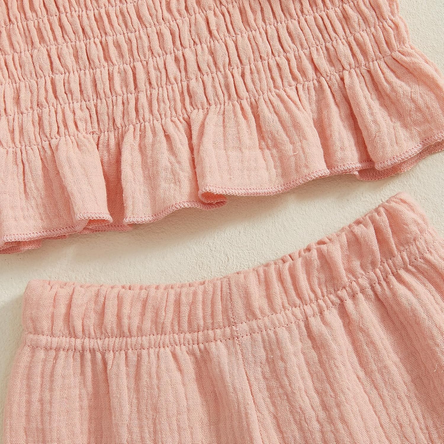 Toddler Baby Girl Smocked Outfit Ruffle Halter Shirt Flared Pants Set Toddler Bell Bottom Outfit Summer Clothes - Image 6