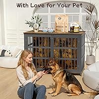 Vista 6 de Mueble Jaula para Perros de 46'' Jaula para Perros de Raza Grande Jaulas para Perros de Interior Jaulas para Perros de Madera Mesa Auxiliar Jaula