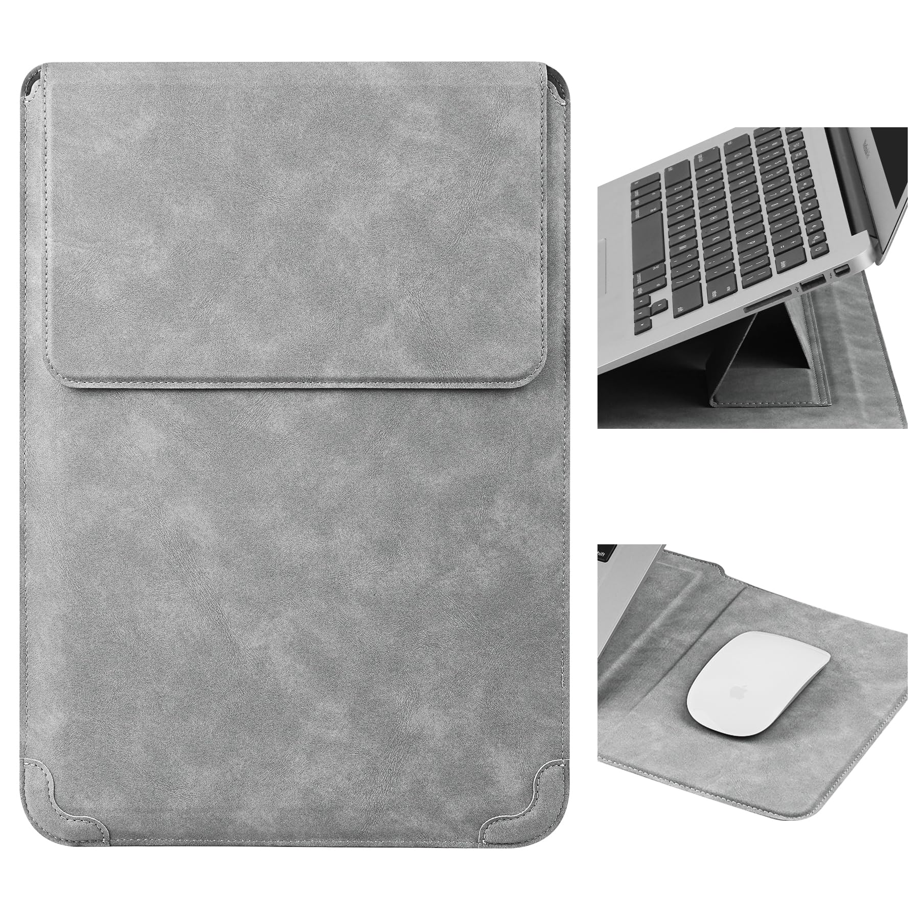 HoYiXi 14 Inch Laptop Sleeve Case with Stand Feature for Mac Book Pro 14 2021/ASUS Vivobook 14/HP Pavilion X360/IdeaPad 14/Dell HP ASUS Acer Huawei Matebook 14'',Compatible 13.3-14'' PC,Light Gray