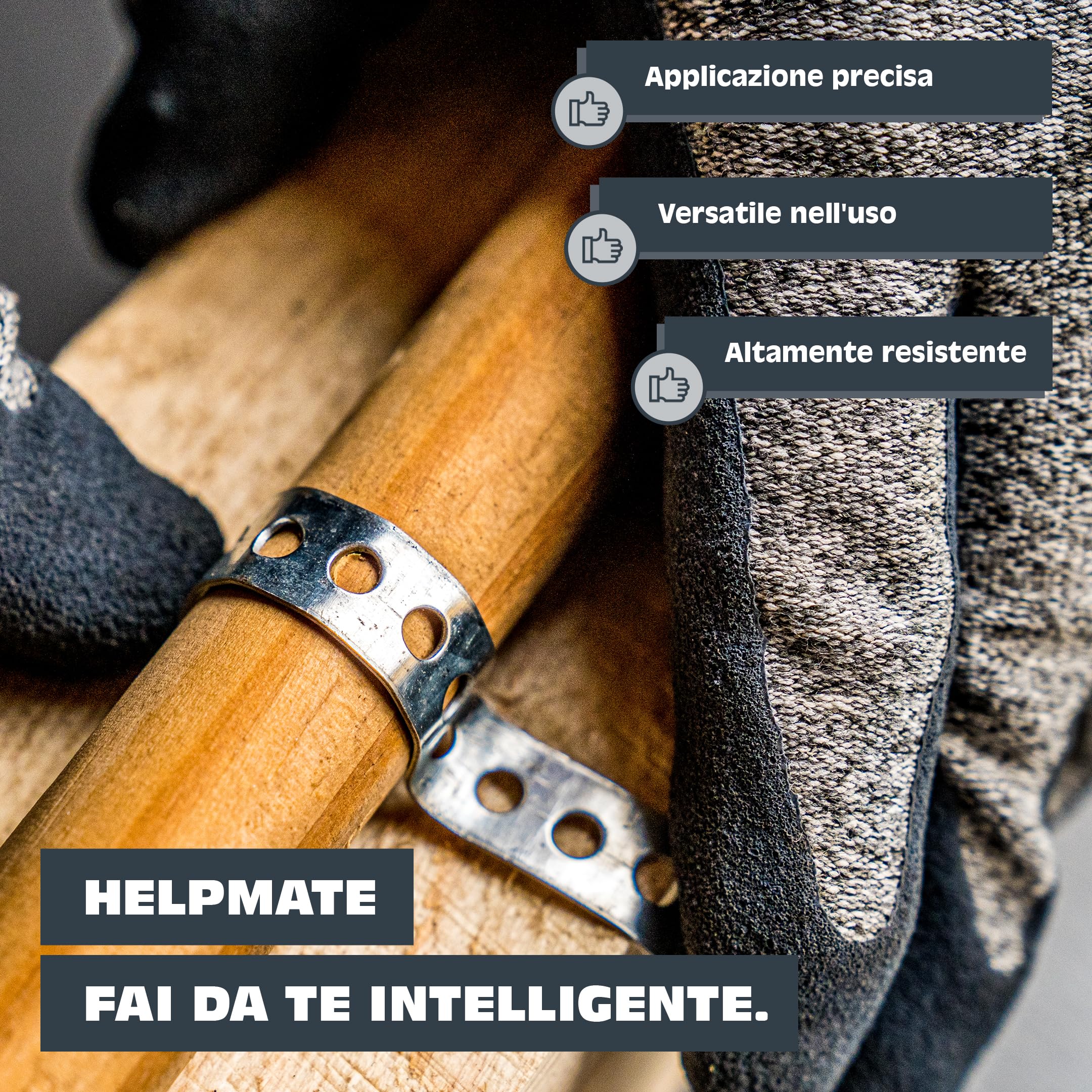 HELPMATE Nastro perforato 10 m di lunghezza - acciaio zincato sendzimir - larghezza 20 mm - spessore materiale 0,8 mm - zincato di alta qualità - Robusto per costruzione, officina, progetti fai da te