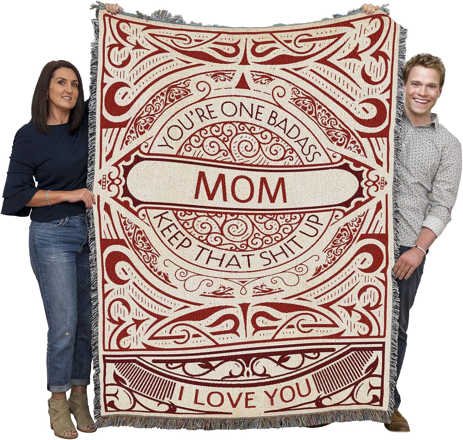 Pure Country Weavers You're One Mom Red Blanket - Gift Tapestry Throw Woven from Cotton - Made in the USA (72x54)