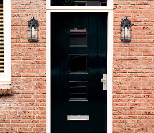 Miniatura 2 de Westinghouse 6122300 Jupiter Point - Lámpara de pared para exteriores con sensor de atardecer a amanecer, acabado negro texturizado, vidrio sembrado