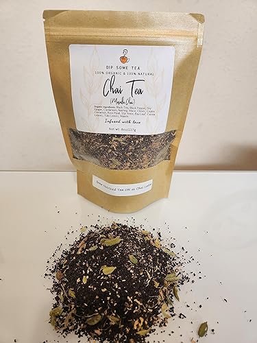 Miniatura 4 de Té Chai orgánico de 8 onzas (227 gm)  Masala Chai  Mezclado con cardamomo, jengibre, pimienta, canela de Ceilán, nuez moscada, maza, clavo, tulsi,