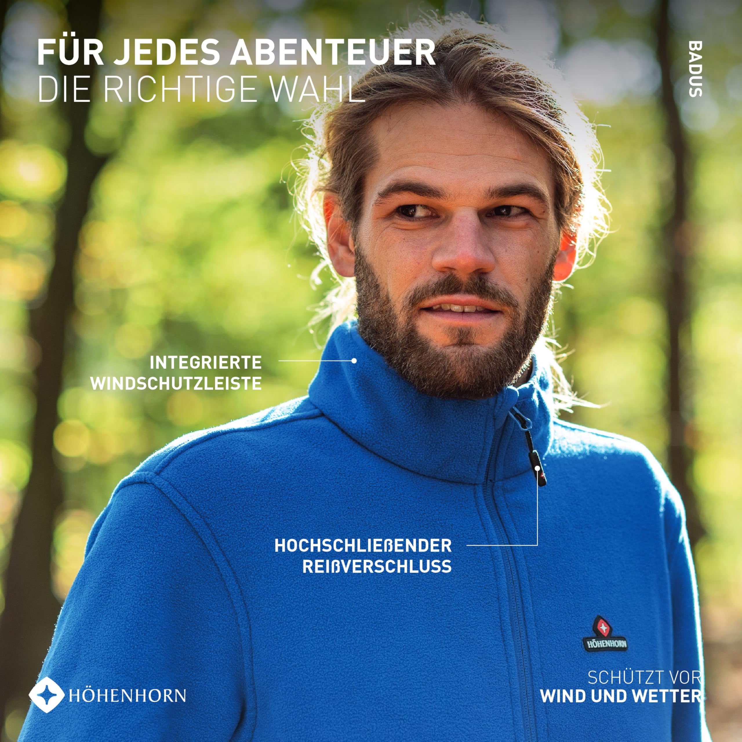 HÖHENHORN Badus Eigler Giacca in pile da uomo Full Zip Outdoor Trekking Trekking
