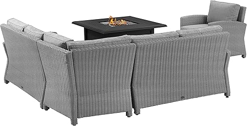 Miniatura 3 de Crosley Furniture KO70169GY-GY Bradenton - Juego seccional de mimbre para exteriores (5 piezas, mesa de fuego Dante, 2 sofás de dos plazas, 2