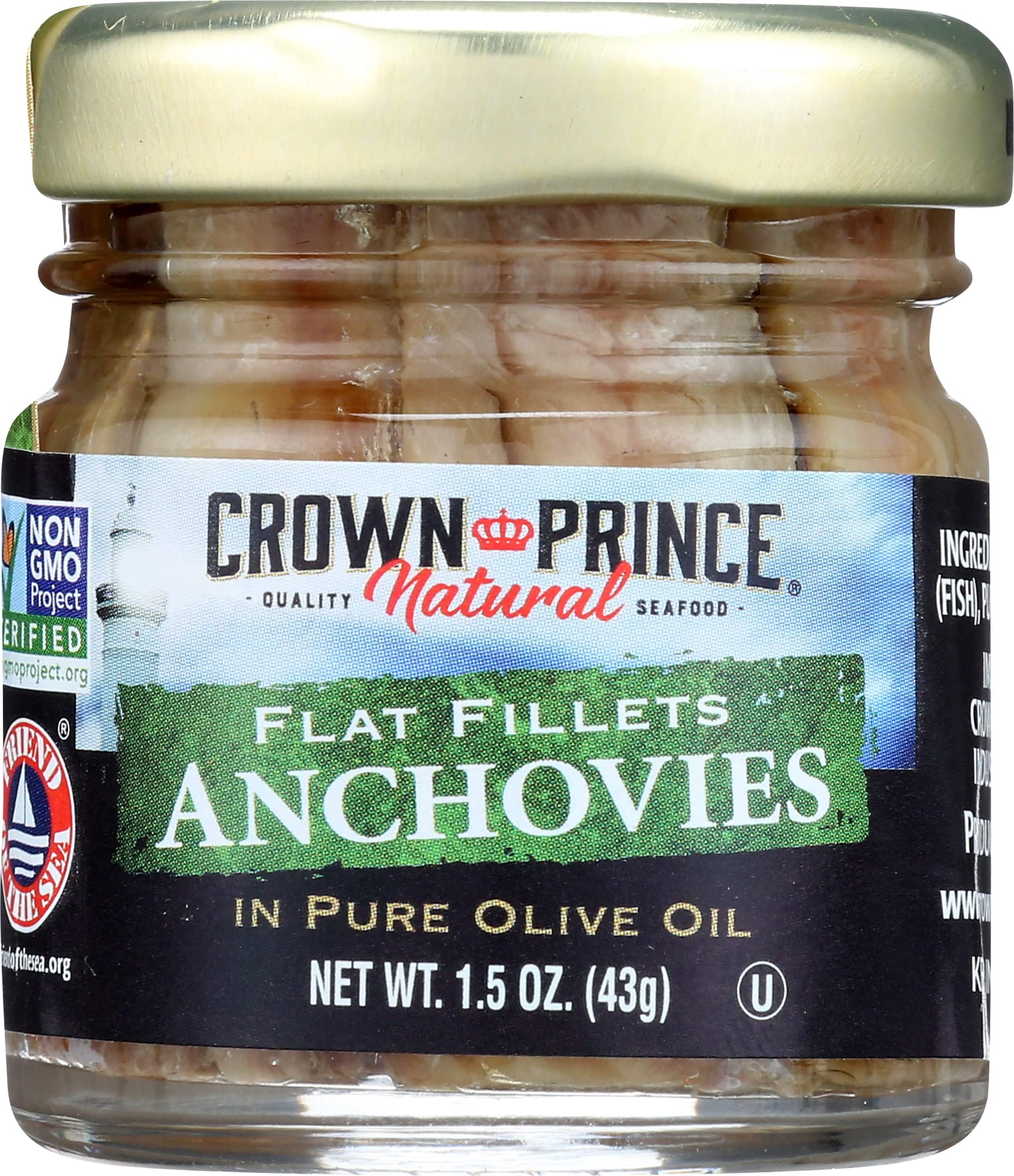 Crown Prince Premium Flat Anchovies in Olive Oil, 52oz