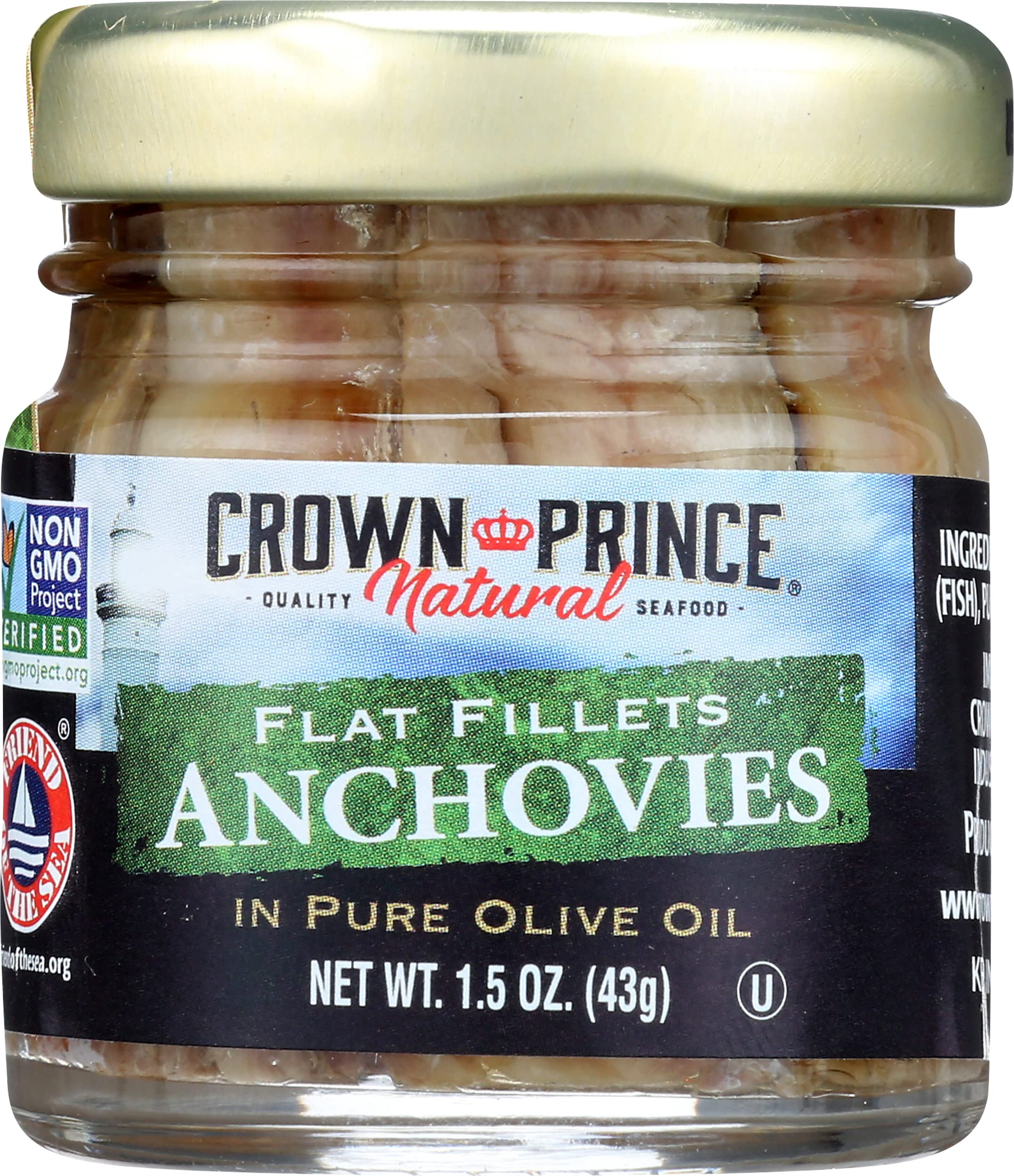 Crown Prince Flat Fillets of Anchovies in Olive Oil, 1.5 Oz