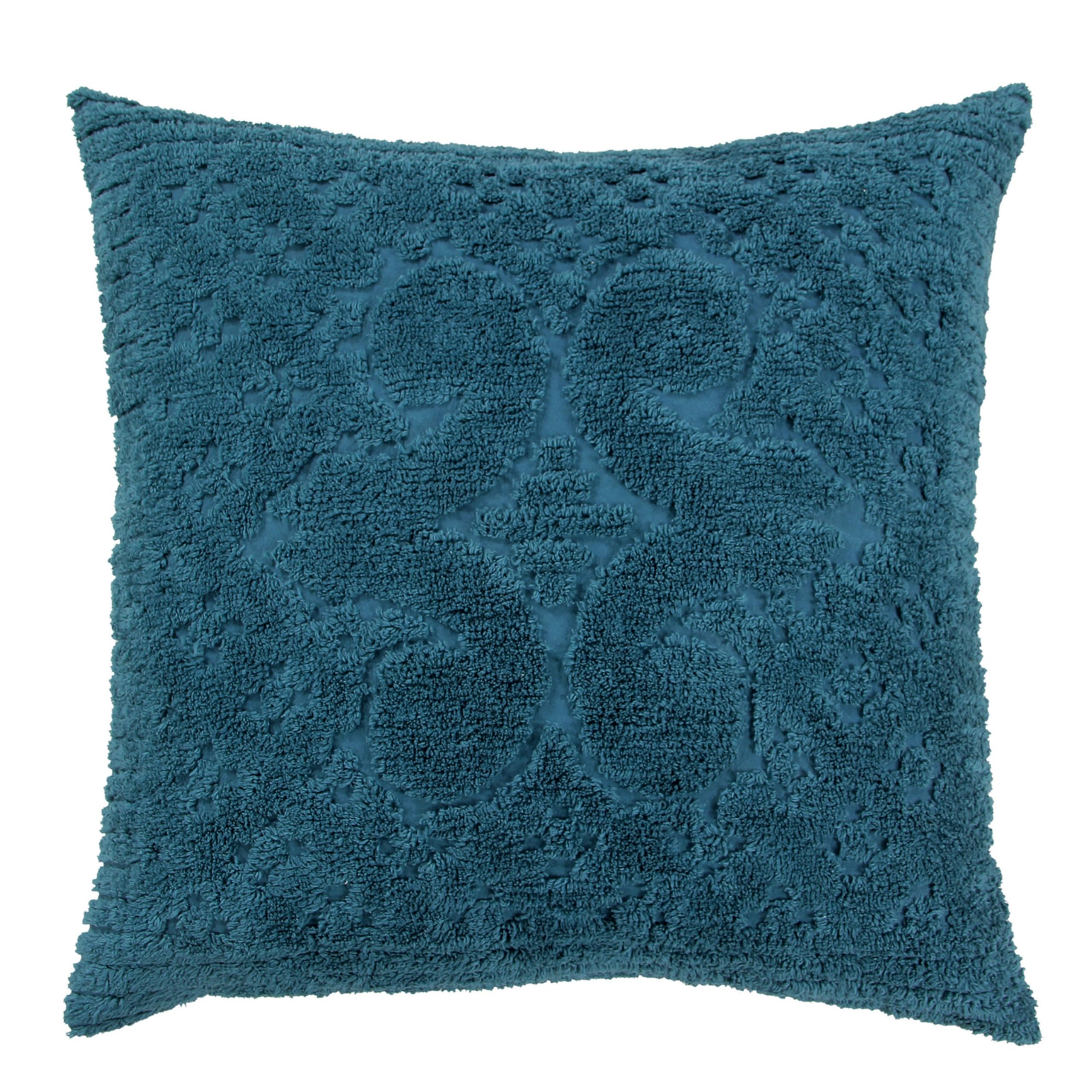Better Trends Teal Euro Sham 100% Cotton Chenille Bedspread Sham, Soft and Cozy Tufted Tumble Dry (26x26 Euro Sham) Ashton Collection