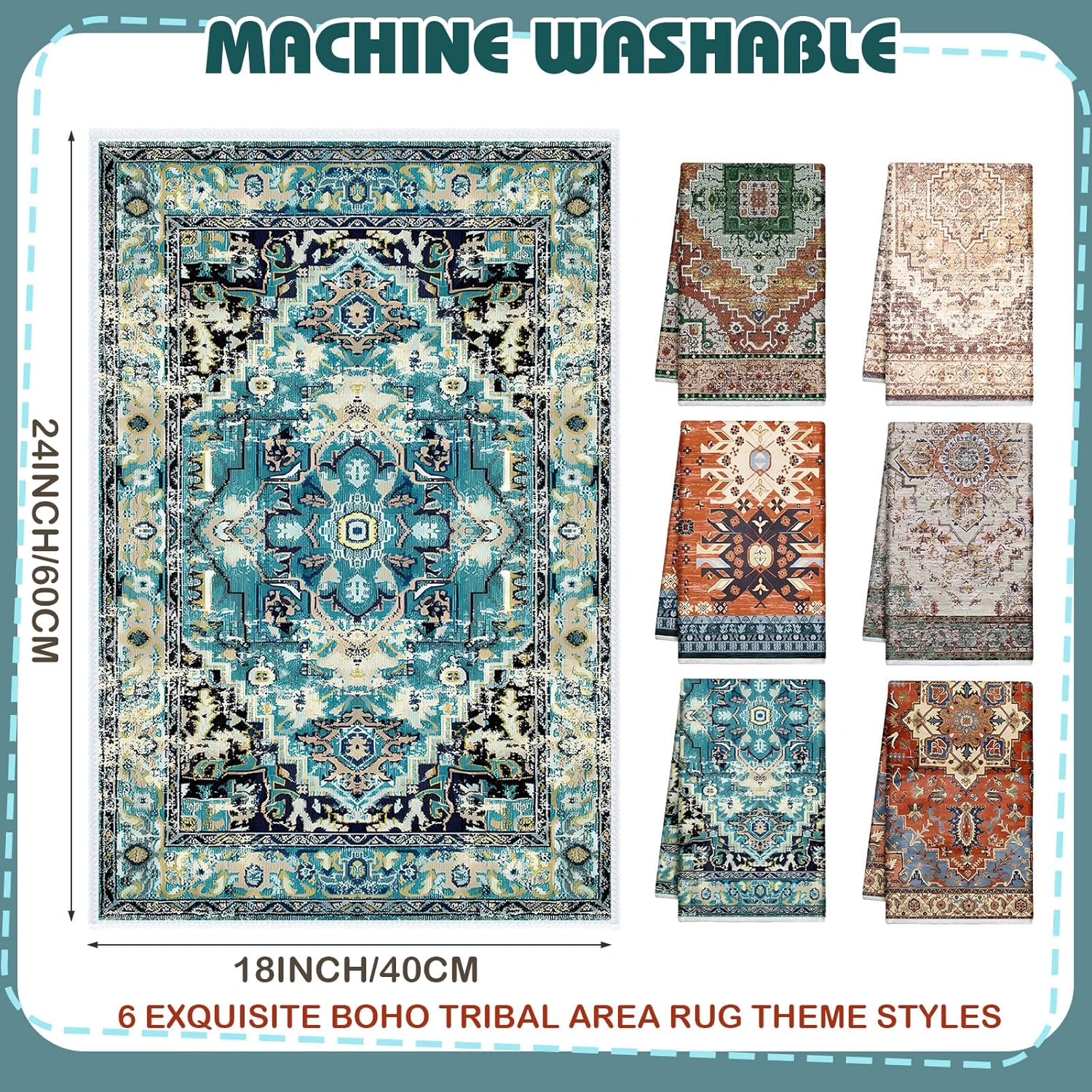 Kinlop 6 Pcs Linen Tea Towels for Kitchen, Baking, Home Decor - Boho Tribe Style, Small - Image 2