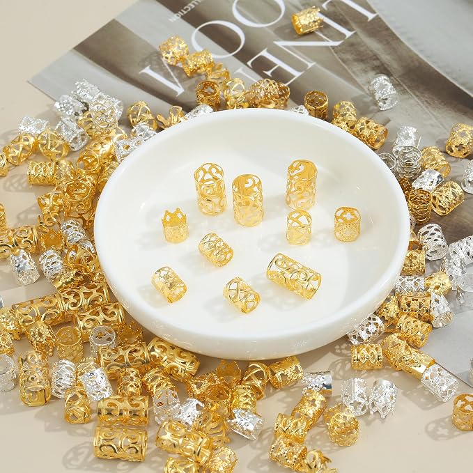 220 Piezas Accesorios Dorados para Trenzas y Dreadlocks miniatura 5