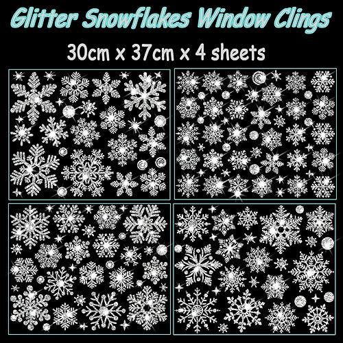 Miniatura 10 de Copo de nieve blanco para decoración de ventanas de Navidad, suministros de fiesta de invierno congelado de vacaciones, calcomanías estáticas de