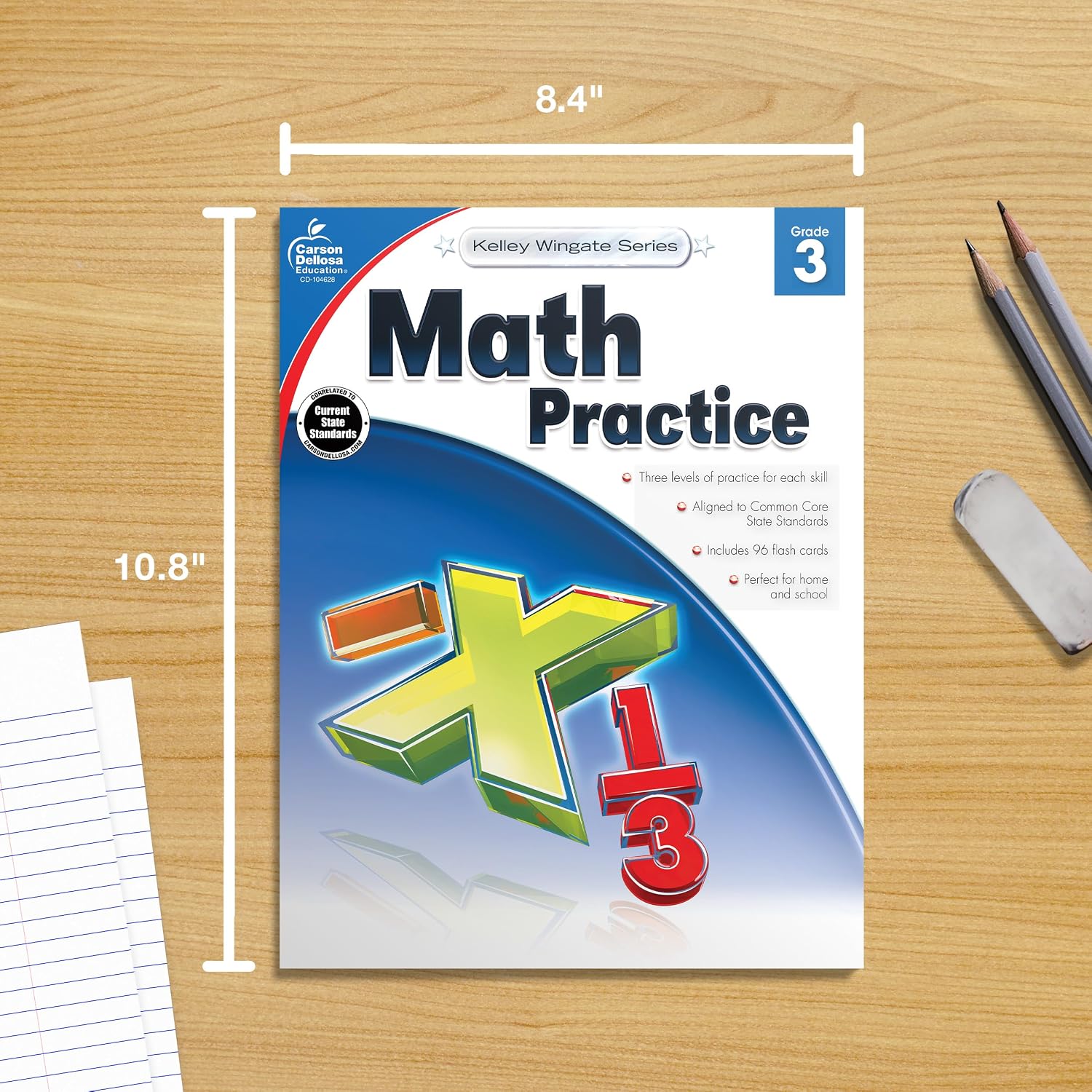 Carson Dellosa 3rd Grade Math Workbook, Algebra, Multiplication, Division, Arithmetic, Fractions, Addition and Subtraction Within 1000, and More, Classroom or Homeschool Curriculum (Kelley Wingate)