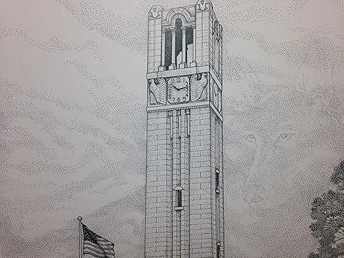 North Carolina State - Bell Tower 11"x14" hand-drawn pen and ink print