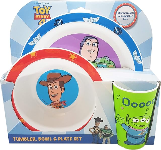Disney Toy Story Kids 3 Piece Reusable PP Plate, Bowl & Cup Children  Dinnerware Tableware Set for Mealtimes at Home, On Holiday or at Picnics  for 24 Months & Up, Recyclable Lightweight Material