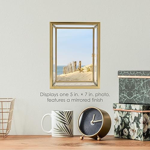 Miniatura 4 de Mikasa Marco de fotos de espejo, muestra una foto de 5 x 7, dorado, 6 x 8 pulgadas