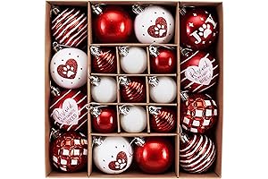 DecorbyHannah Shatterproof 21-Piece Christmas Tree Ornaments: Festive Dog & Cat Pet-Themed Ornaments...