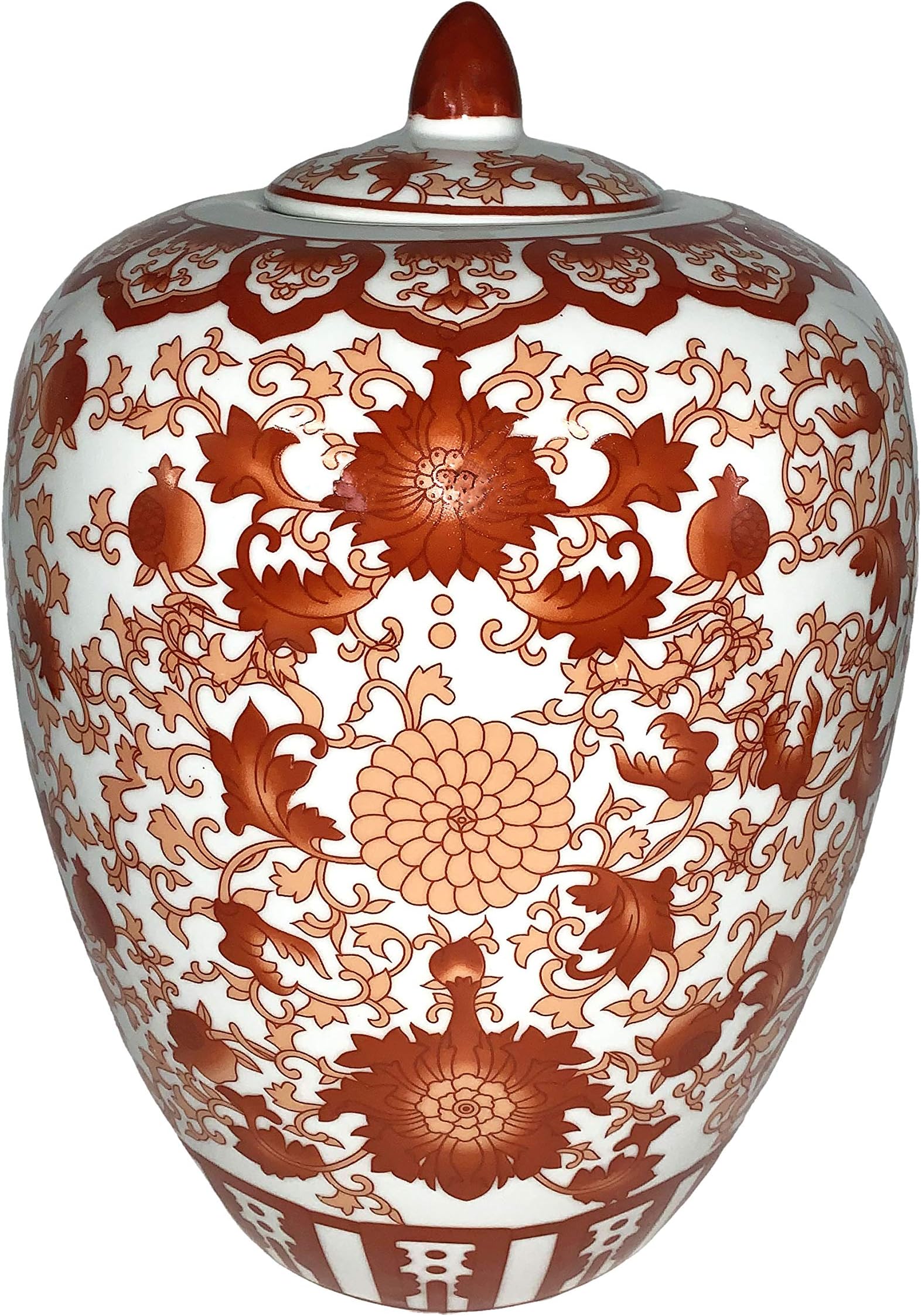 Oriental Furniture Warehouse Chinese Red Coral Porcelain Jar 11" H