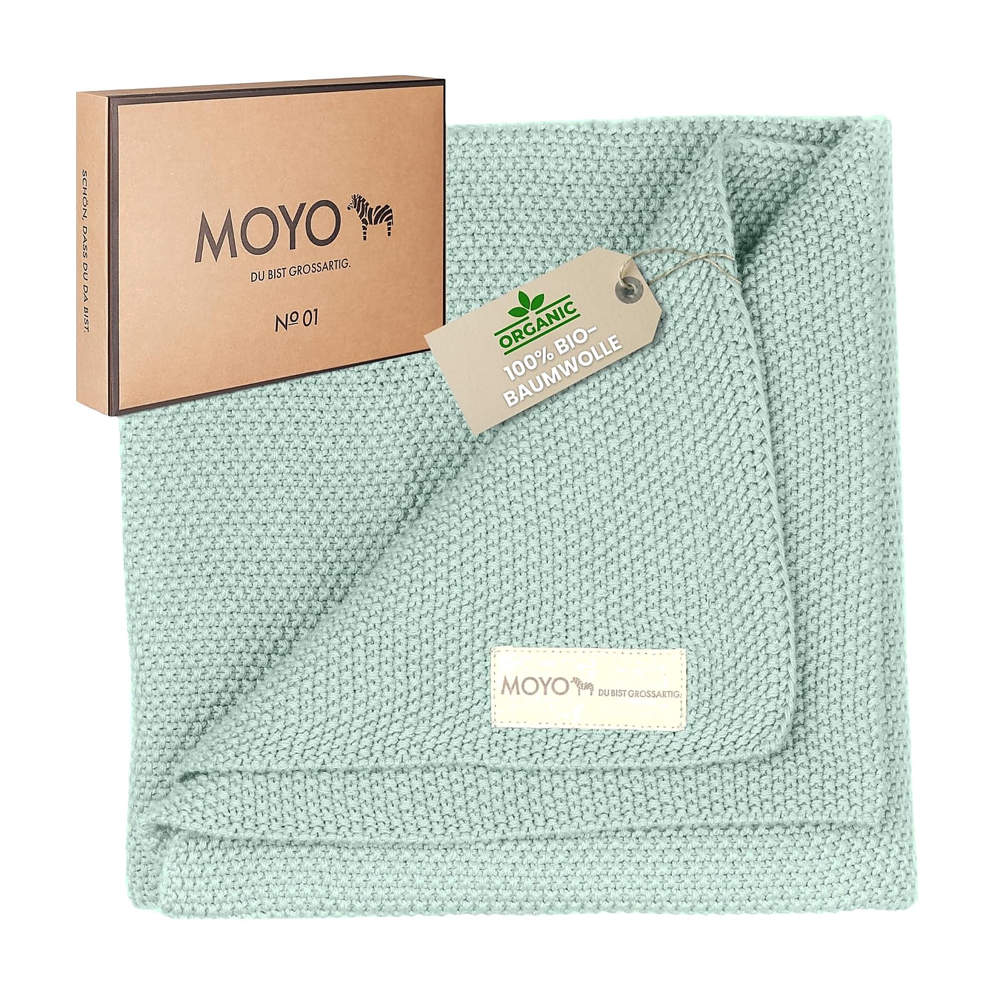 MOYO Babydecke Heller Eukalyptus I 75x100cm I Atmungsaktive Kuscheldecke aus 100% Baumwolle I Weiche Baby-Bettdecke für Junge & Mädchen I Baumwolldecke Geburt