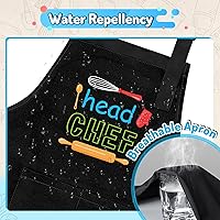 Vista 4 de R HORSE Juego de delantal y gorro de chef para adultos y niños - 4 piezas, delantal y gorro de cocina ajustables para padres e hijos, juguete