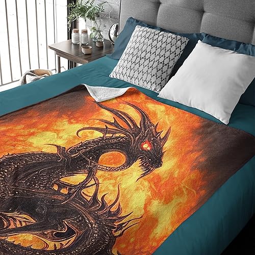 Miniatura 3 de Manta de dragón de regalo para novio de novia, manta especial de dragón regalo para niños, hombres, niñas, niños, mantas de franela suave para sala