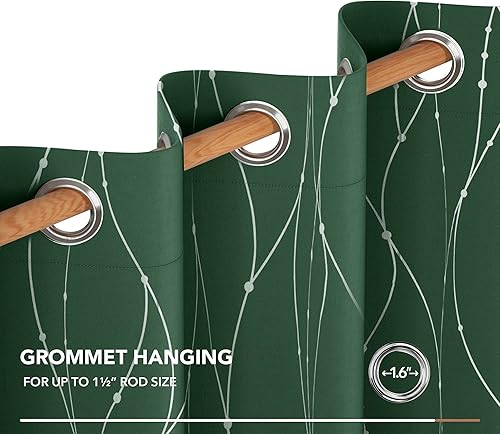 Miniatura 8 de Deconovo Cortinas blackout para dormitorio, 72pulgadas de largo, con ojales, para oscurecimiento de habitación, patrón de líneas onduladas y puntos