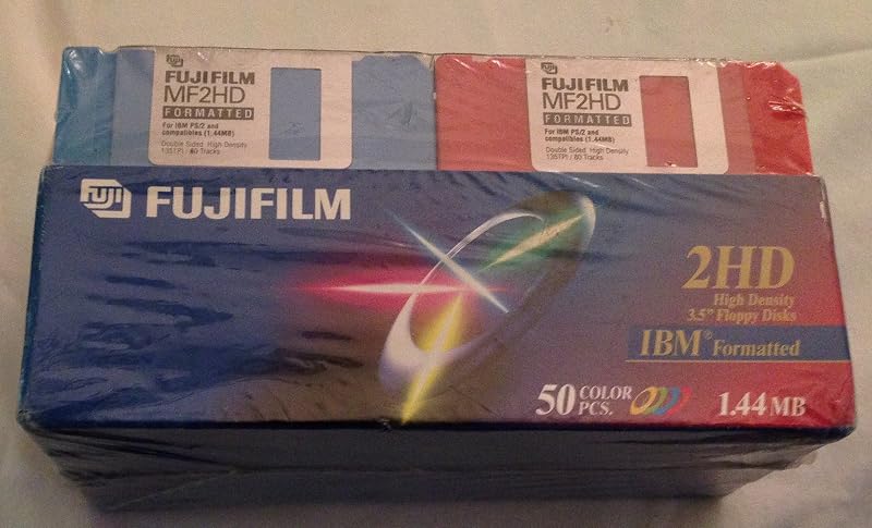 FujiFilm MF2HD Disquete formateado de 3,5" IBM formateado 1,44 MB 50 unidades en color.