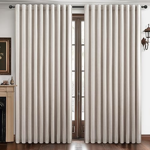 Miniatura 16 de Cortinas opacas totales de abedul de 96 pulgadas de largo para dormitorio, 8 pies de alto, cortinas rústicas de campo térmicas pesadas para sala de