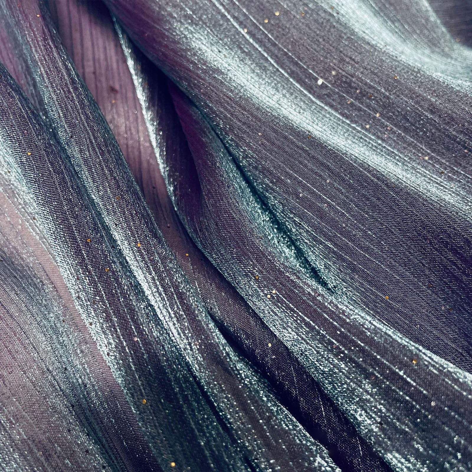 Organza Lace Voile Fabric, Organza Iridescent Tulle Gauze Lace Voile Sequin Bronzing Fabric Multicolor 1.5x1M(Purple)