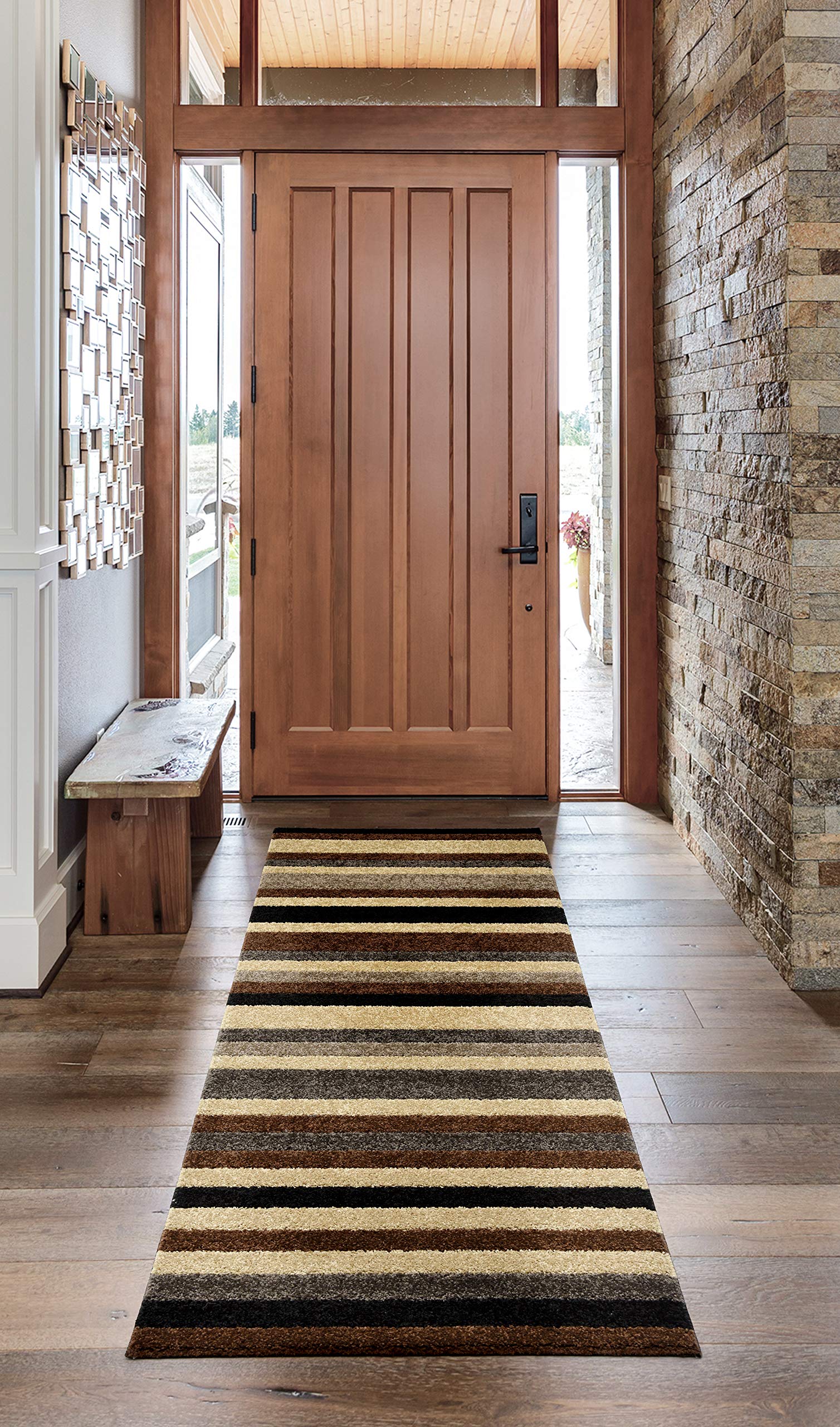 Dandy by William Armes, Linea Stripe Runner, Chocolate/Caramel, 66 x 200,Brown