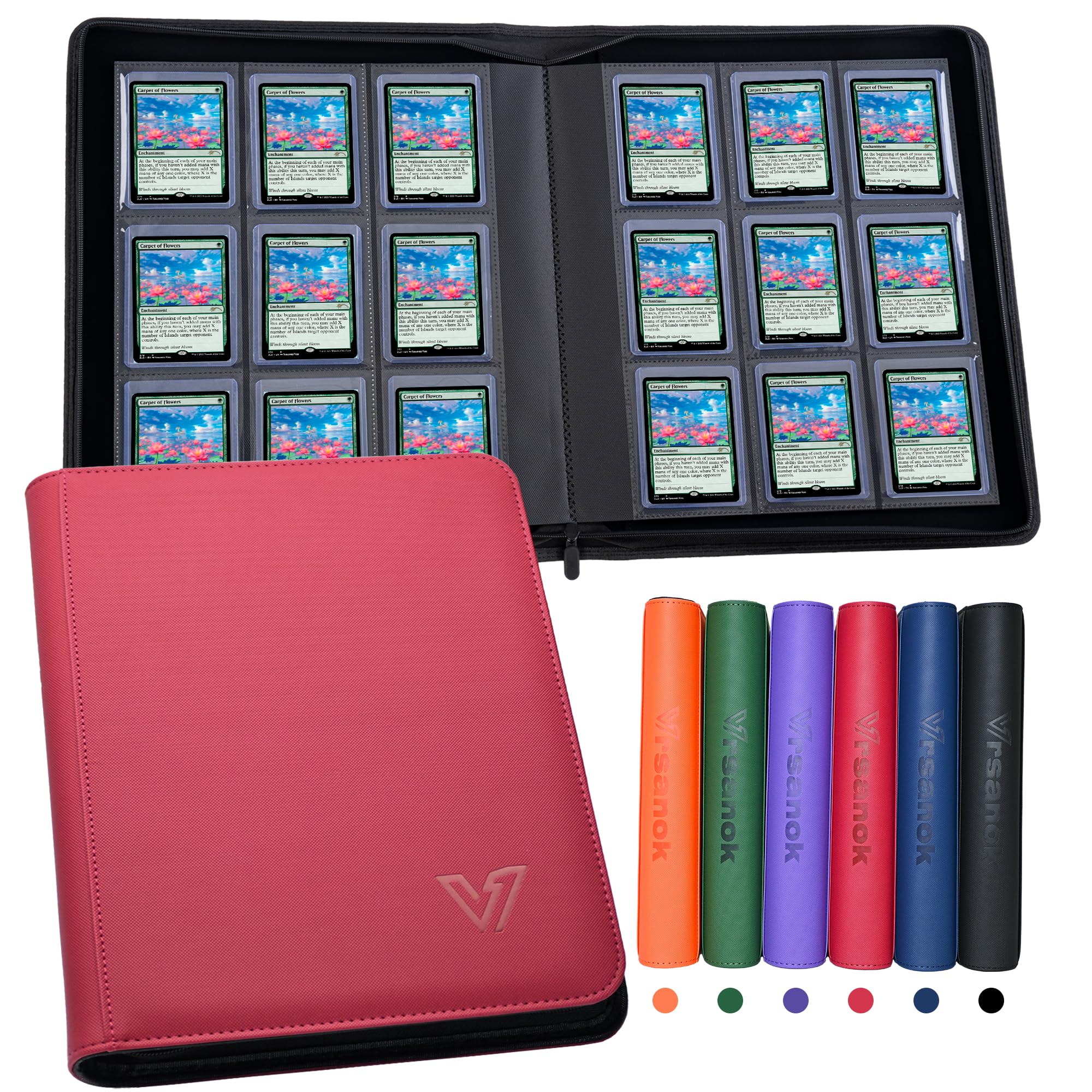 Vrsanok Top Loader Binder 9 Pocket,Holds 324 Top Loaders,Toploaders Binder 9 Pocket for 3" x 4"Rigid Cards,Double Sided Card Binder Abulm in 3"x4"Toploaders for Trading Cards — image 1
