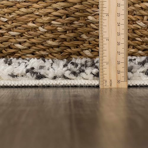 Miniatura 2 de Hauteloom Colección Berber Shag Buan - Alfombra rústica con borlas para sala de estar y dormitorio, de pelo alto, felpa mullida y estilo tribal