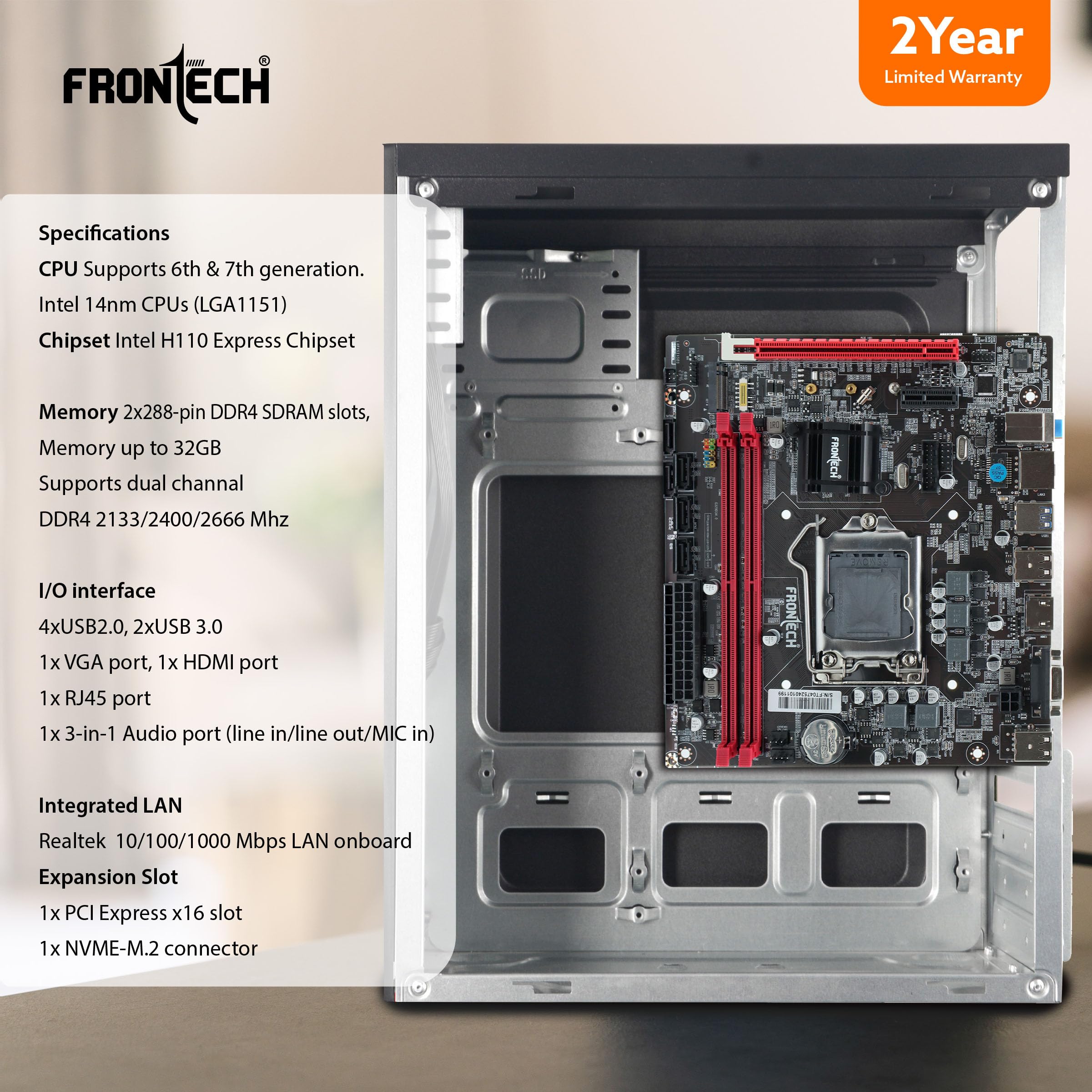 FRONTECH H110 Motherboard - LGA1151, DDR4 -6