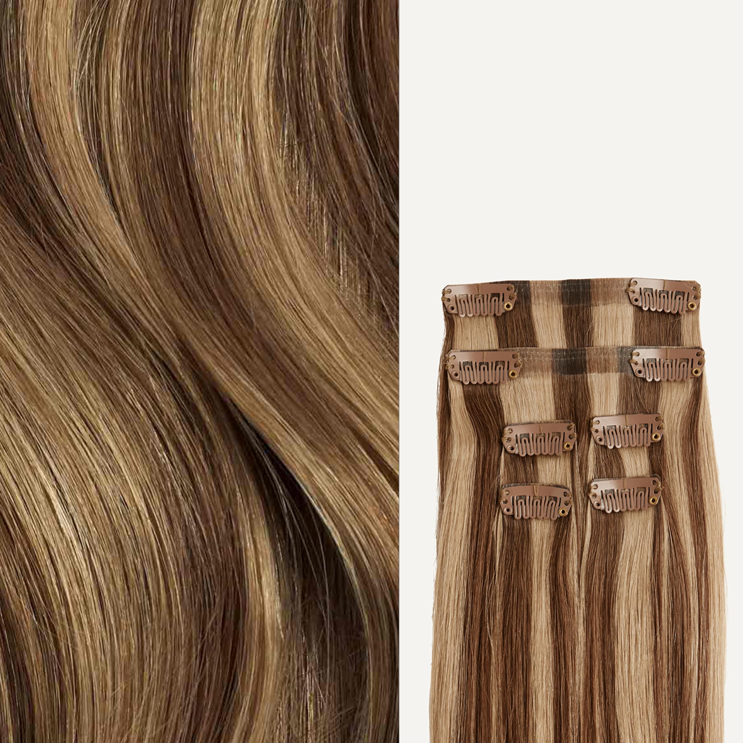 Luxy 100% Remy Human Hair Extensions for Thin Hair Thinning Hair Fill-Ins – 6 Seamless Wefts Multi-Dimensional Color Blend - Natural-Looking Volume &
