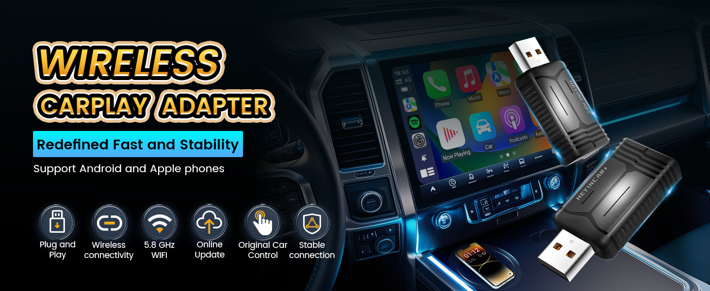 Amazon.com: HEYINCAR+ H-Air Wireless CarPlay & Android Auto