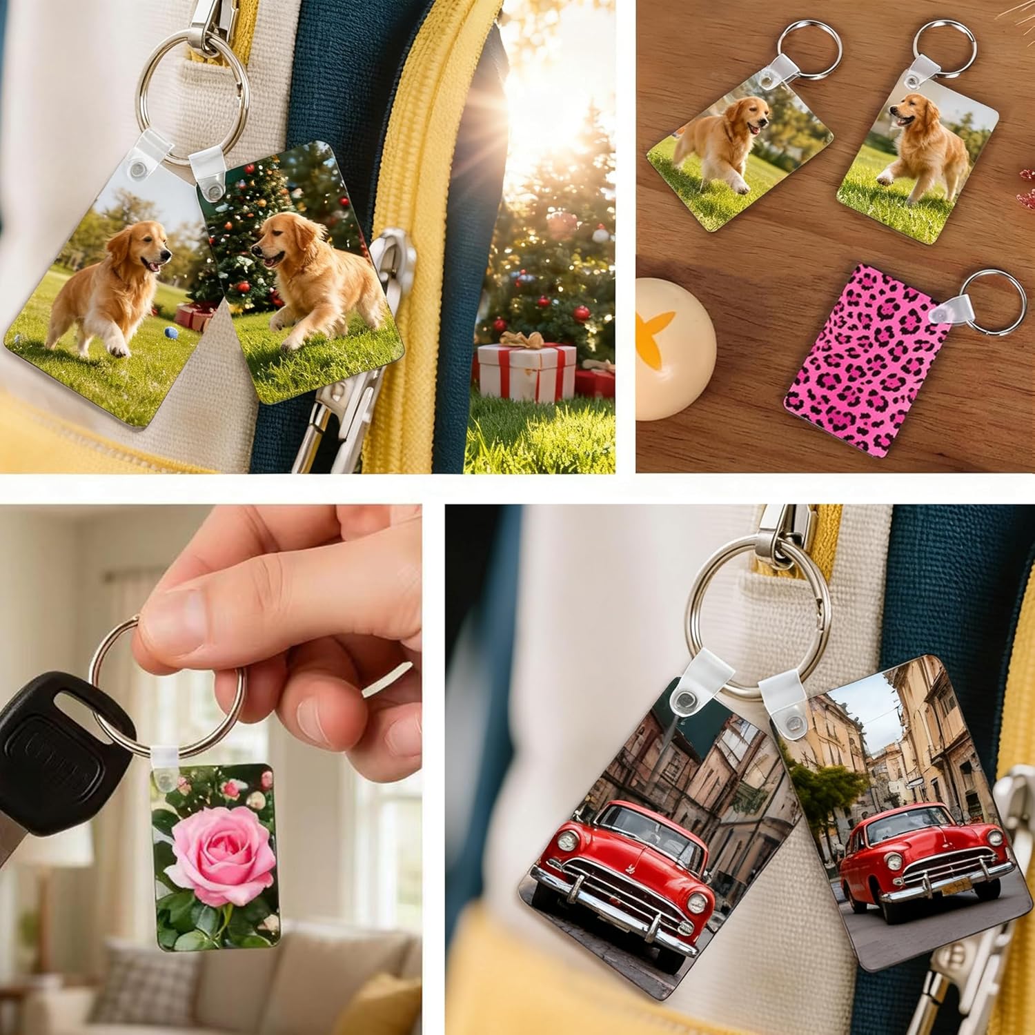120 Pcs Sublimation Keychain Blanks Ornament bulk Double sided Heat Press Printing MDF Sublimation Blank keychain