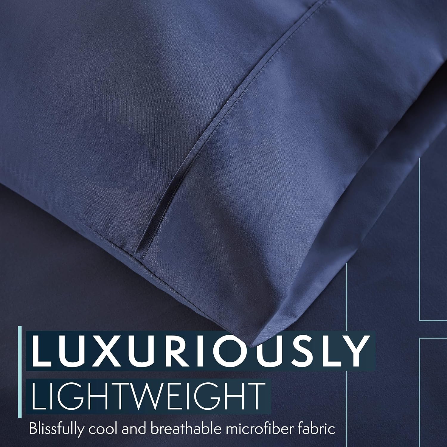 Bed Sheets Set King with 2 Pillowcases, Hotel Luxury 1800 Series Brushed Microfiber Sheet w/Deep Pocket, Ultra Soft Lightweight 4 Pcs Linen Bedding for Hot Sleepers (Navy, King)