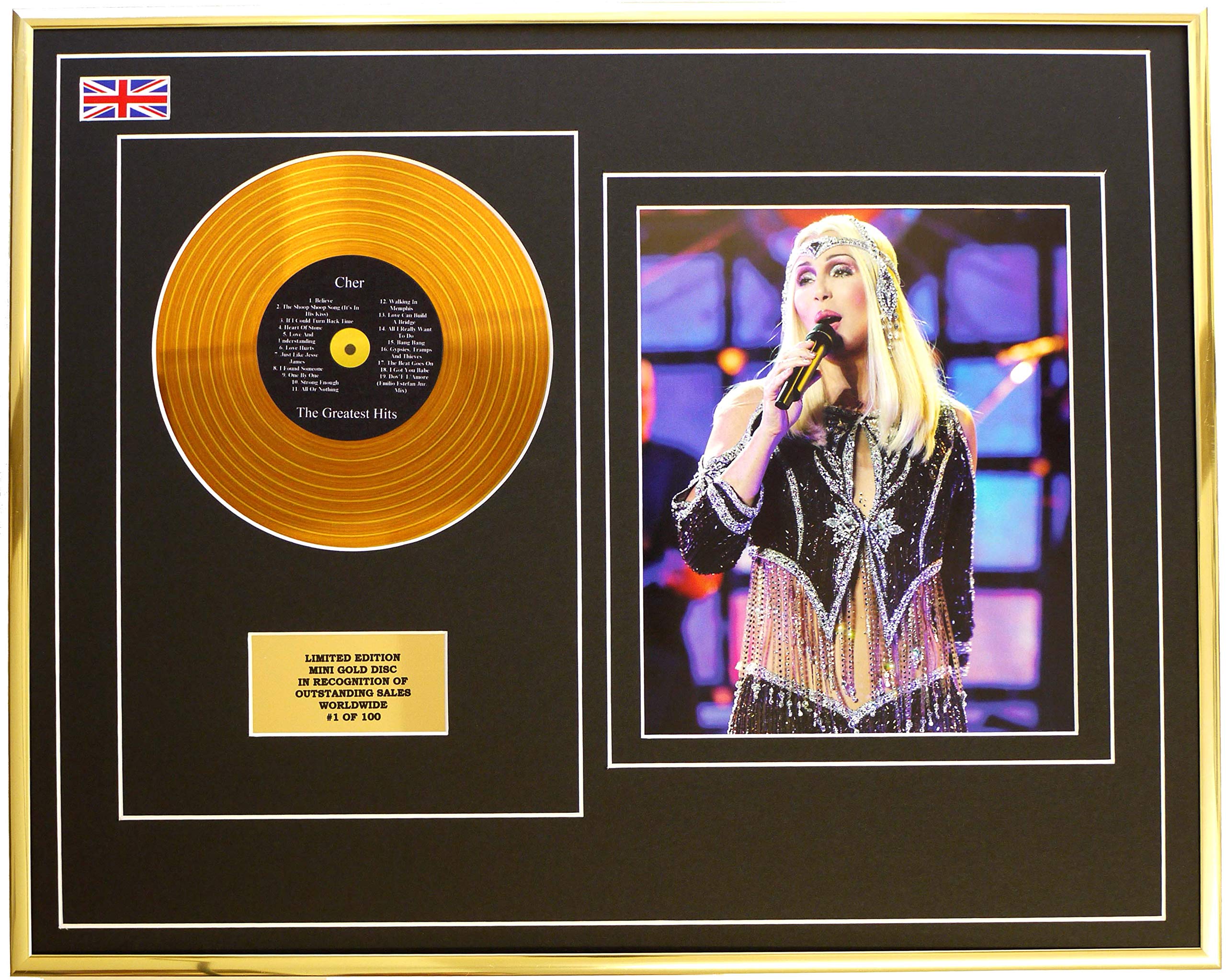 Everythingcollectible Cher/MINI Metall Gold DISC & Foto Display/Limitierte Edition/COA/The Greatest Hits