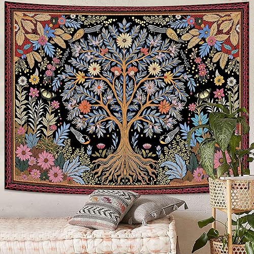 Miniatura 23 de Spenlife Tapiz del Árbol de la Vida en Blanco y Negro para Dormitorio, Tapices Espirituales Estéticos, Tapices de Árbol Estéticos, Tapiz Estético