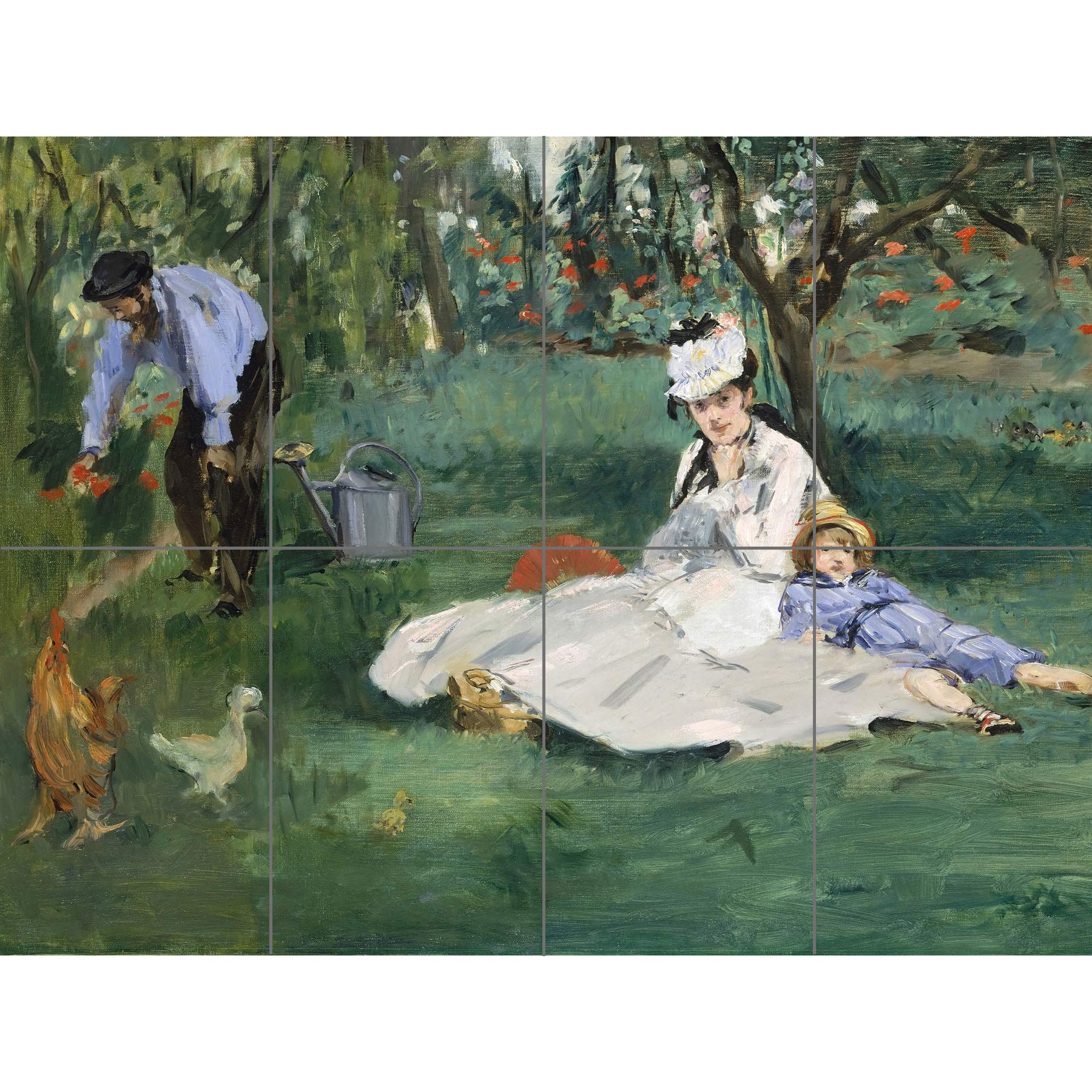 Artery8 Manet Monet Family In Their Garden Argenteuil Painting XL Giant Panel Poster (8 Sections)