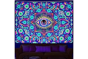 Uspring Blacklight Eyes Tapestry: Embrace the Trippy Surrealism