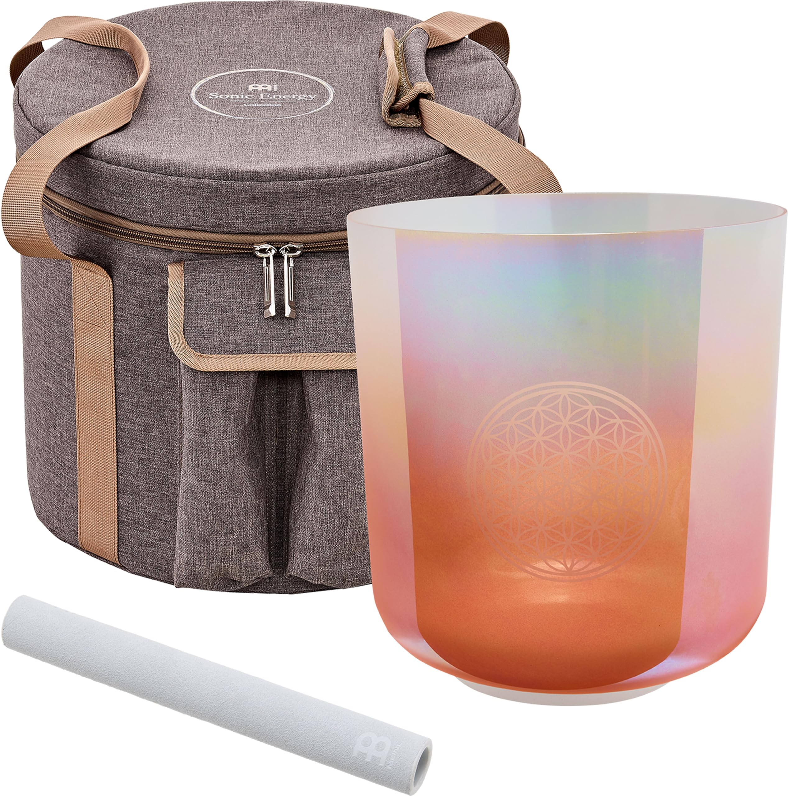 Sonic Energy 9 Zoll Lebensblume Kristallklangschale – 128 Hz, Ton C3 – Für Meditation, Yoga, Klangheilung – Inkl. Zubehör (ECSB128FOL)