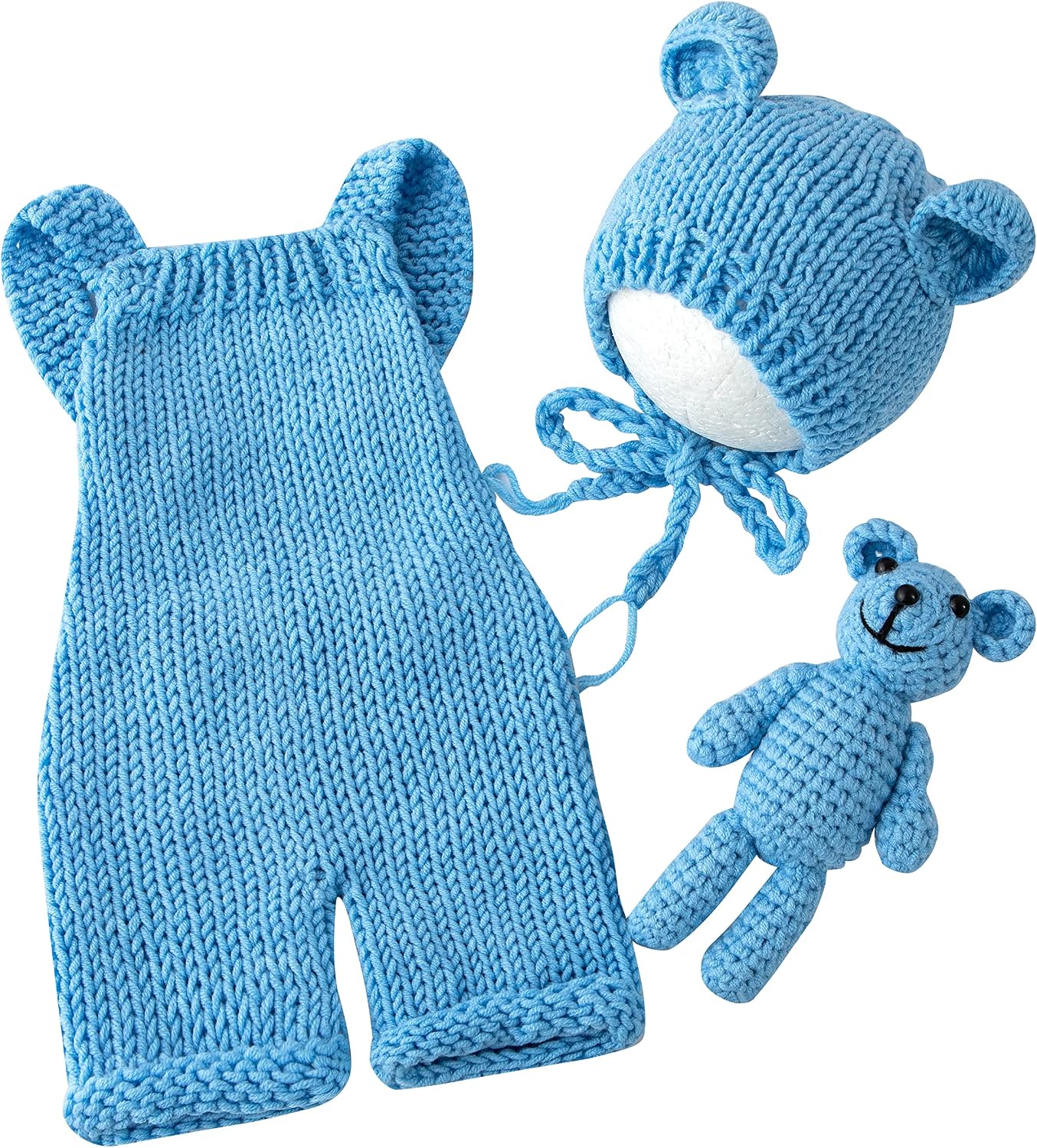 Newborn Photography Props Boys Girls Outfits Baby Photo Props Knit Bear Hat Romper Photoshoot Costume Set