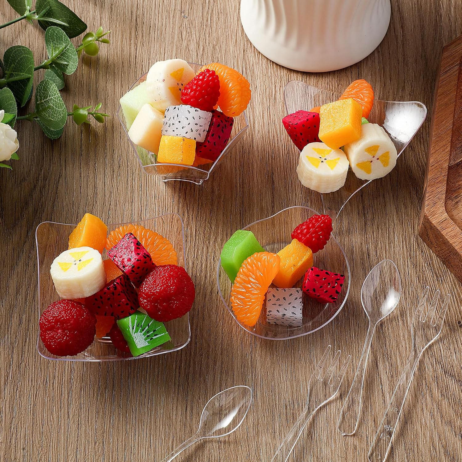200 Pcs Mini Appetizer Plates Disposable, Modern Style, Clear image 3