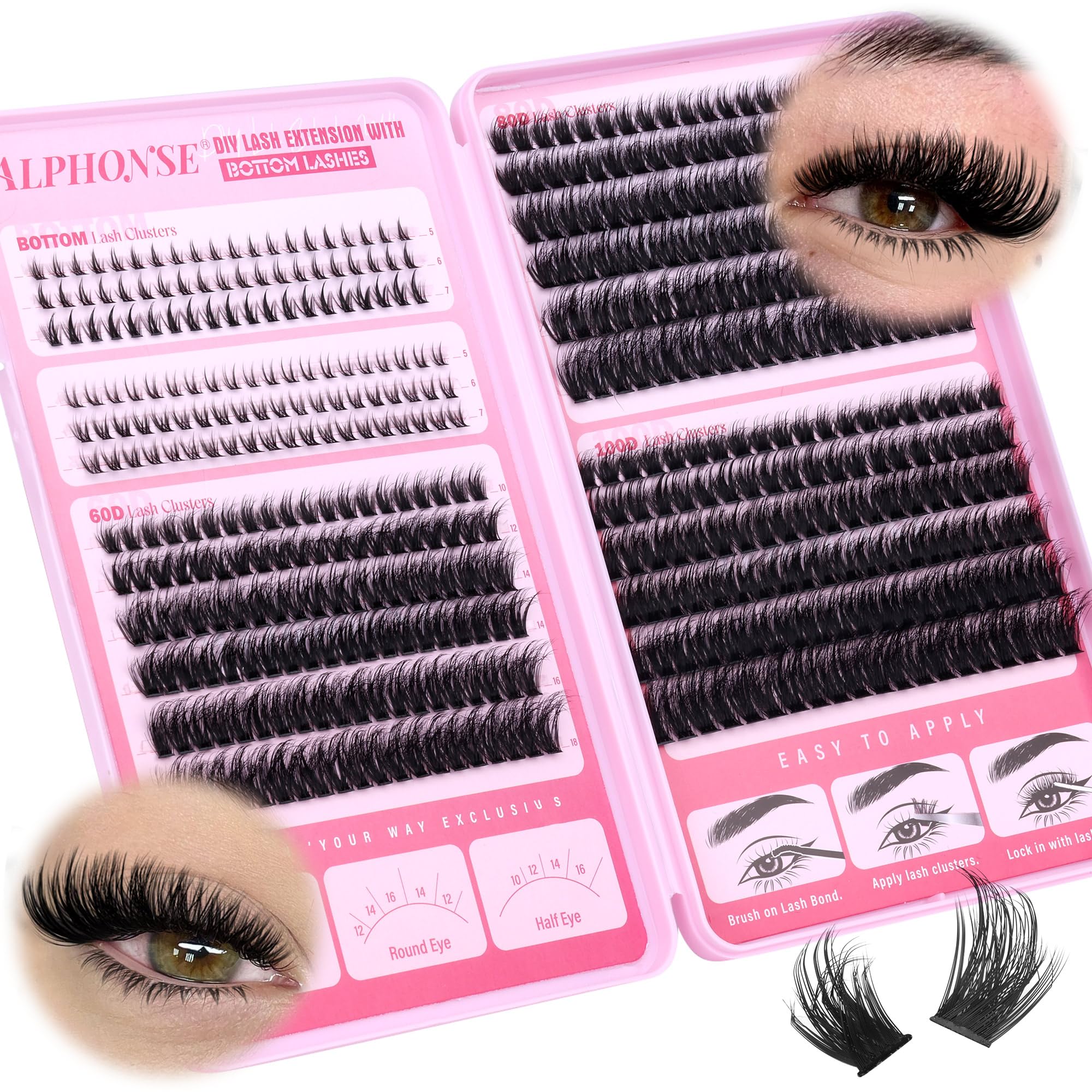 Fluffier Lash Clusters with Bottom Lashes Clusters 480pcs Wispy Individual Lashes Cluster Eyelash Extensions Thick Volume Eyelash Clusters 5 Styles Mixed by ALPHONSE