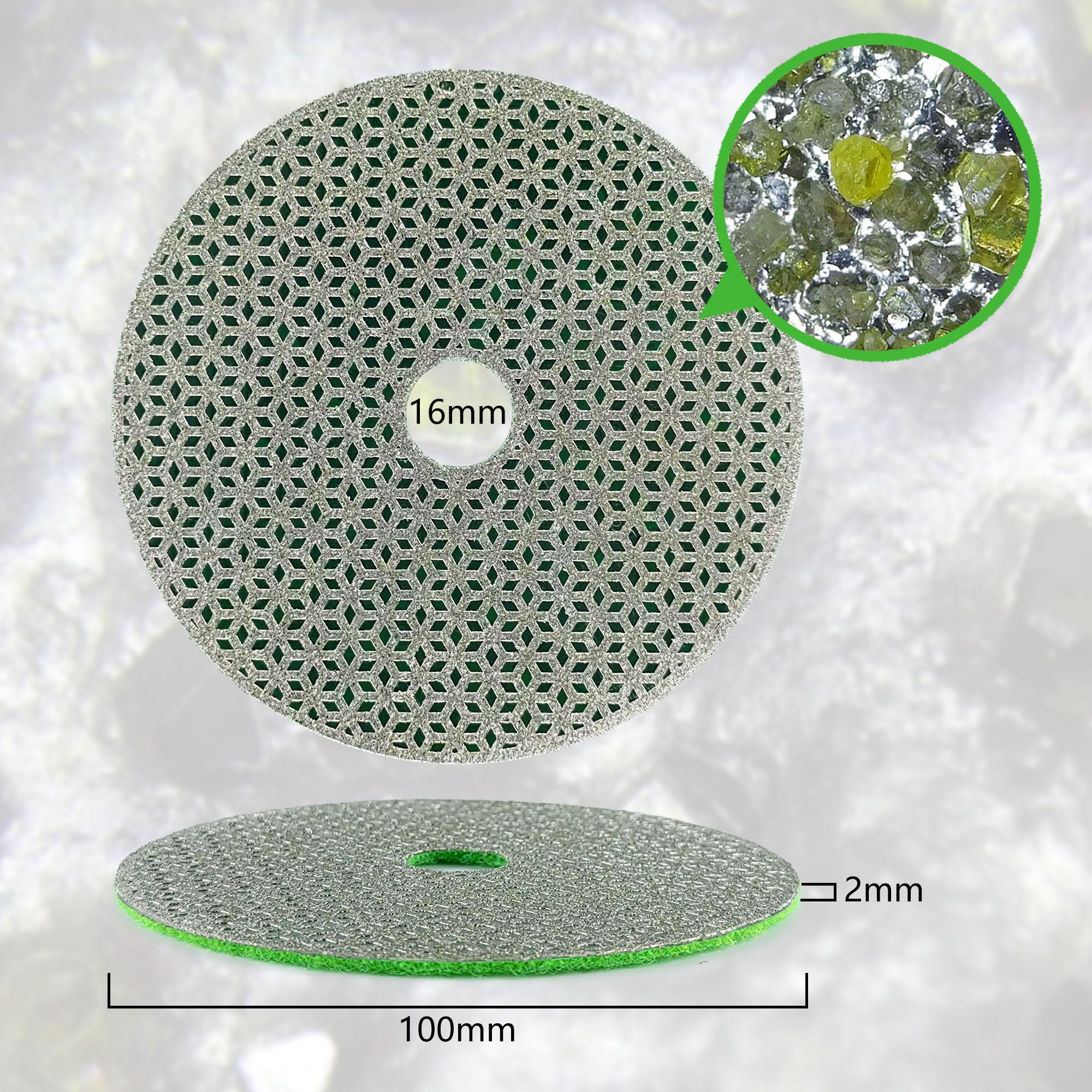 NBB Tampon de polissage diamant électroplaqué pour polissage à sec sur marbre granit pierre naturelle céramique bois verre métal diamètre 100 mm 4" avec support en nylon (60#, 4)