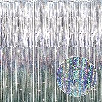 Vista 16 de GOER - Cortinas de tiras metálicas/oropel para fiestas, telón de fondo para fotos, cumpleaños, graduaciones, Año Nuevo, bodas, de 3.2 x 9.8 pies