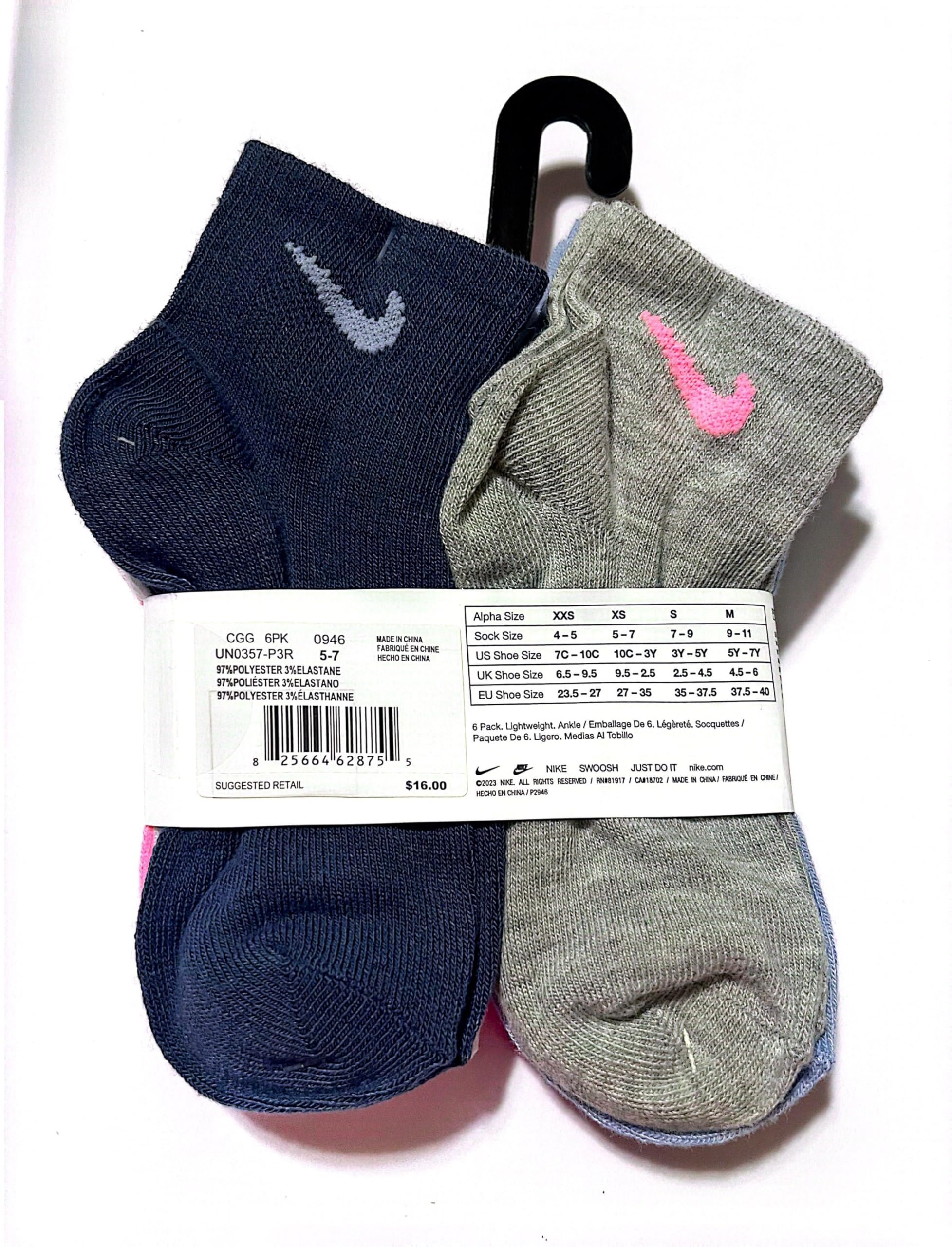 Nike Lightweight Ankle Socks 6 pair, X-Small