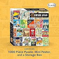 Vista 2 de Re-Marks Rompecabezas Atlas vintage, rompecabezas de 1000 piezas para todas las edades, divertido rompecabezas