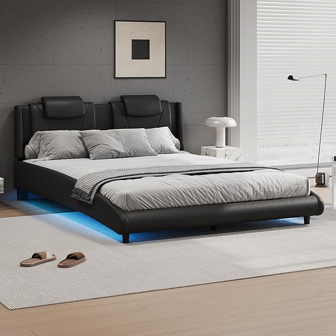 JIVOIT Full Size Platform Bed Frame, Modern Style Faux