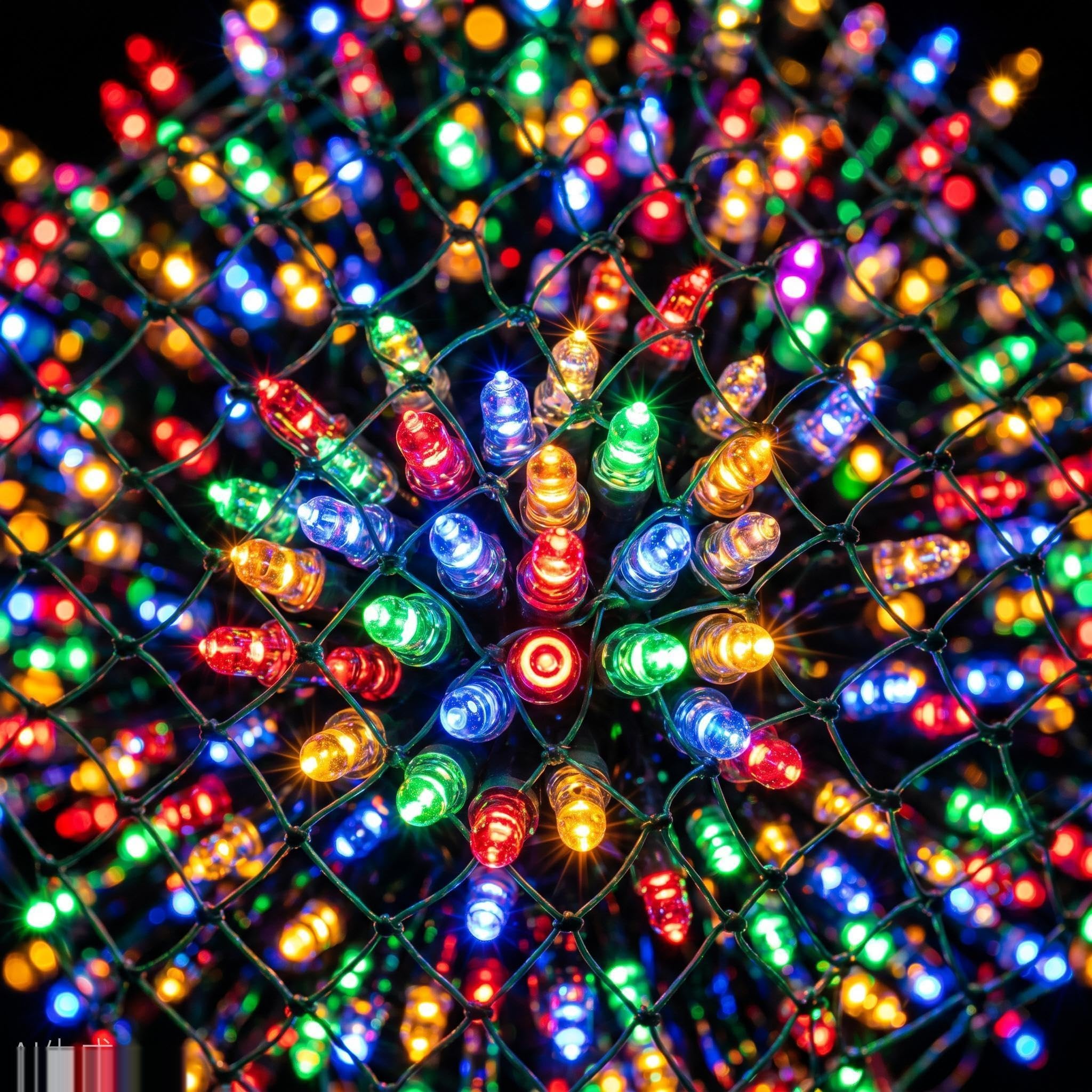 JnDee Fairy Net Lights 1.5x2M (5x7ft) 120 LED Multi, 8 Modes with Memory, IP44 Waterproof Outdoor Christmas Lights, 10M Extension Lead, Low Voltage Safe for Kids, Garden Wedding Party Decorations